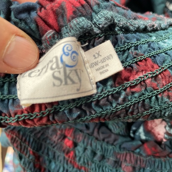 21-26” PTP 1X Terra & Sky lovely smocked cotton mix boho top peasant top… - Picture 4 of 10